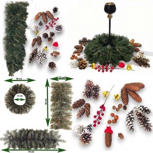 Świąteczny Zestaw Wianek Gałązka Samodziel Dekoracja Zdobienia 35 elementów