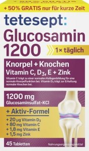 Tetesept Tabletki Glukozamina 1200 na Kości Stawy 45 szt Niemcy