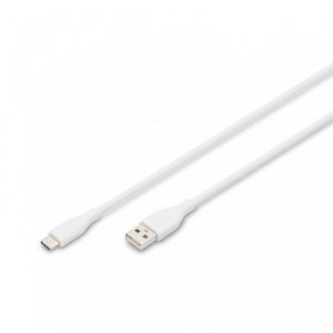 Kabel zasilający DIGITUS silikonowy USB-A - USB-C, USB 2.0 60W, 1m biały