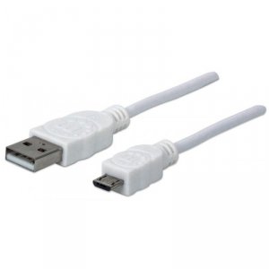 Kabel Manhattan USB-A / MicroUSB-B M/M 1,8m biały