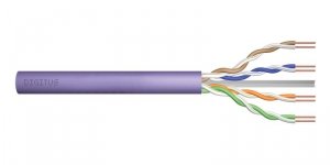 Kabel teleinformatyczny instalacyjny DIGITUS kat.6, U/UTP, Dca, drut, AWG 23/1, LSOH, 100m, fioletowy, ofoliowany