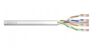 Kabel teleinformatyczny patchcordowy DIGITUS kat.6, U/UTP, linka, AWG 26/7, LSOH, 100m, szary, karton