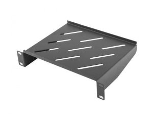 Półka do szaf 10 310mm czarna Lanberg (1U/254x180mm udźwig do 20kg, montaż 4-punktowy)