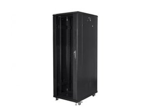 Szafa instalacyjna Rack stojąca 19 47U 800x800 Drzwi Szklane czarna Lanberg (flat pack)