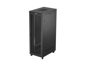 Szafa instalacyjna Rack stojąca 19 47U 800x1200 czarna drzwi perforowane LCD Lanberg (flat pack) V2