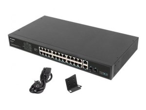 Switch niezarządzalny Lanberg 24x 100Mb PoE+/2x Combo Rack 19 Gigabit Ethernet 360W