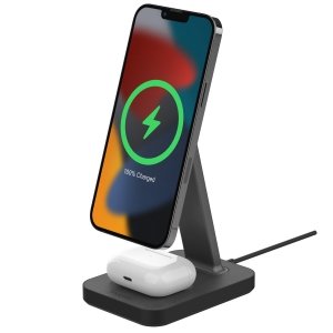 Mophie Snap+ charging stand pad - stojąca ładowarka bezprzewodowa do dwóch urządzeń kompatybilna z MagSafe 15W (black)