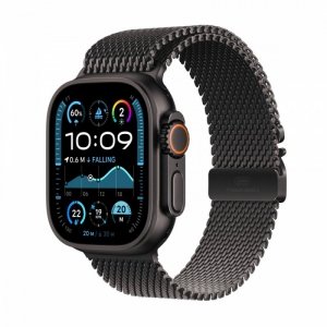 Apple Watch Ultra 2 GPS + Cellular, koperta 49 mm z tytanu w kolorze czarnym z bransoletą mediolańską S z tytanu w kolorze czarn
