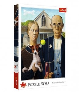 Trefl Puzzle 500 elementów American Gothic Psia Edycja