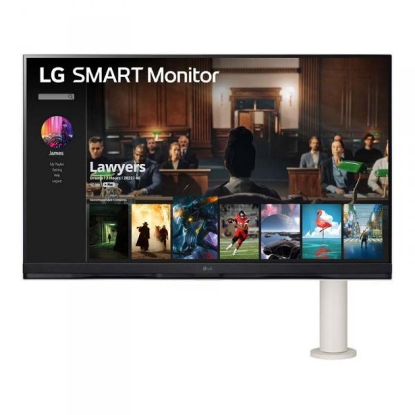 Monitor LG 31,5&quot; Smart 32SQ780S-W Ergo 4K UHD 2xHDMI 3x USB 2.0 USB-C webOS