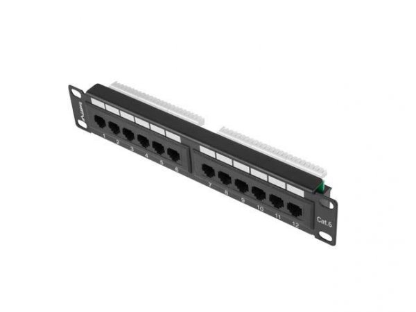 Patch panel Lanberg PPU6-9012-B 12 port 1U 10&quot; kat.6 czarny