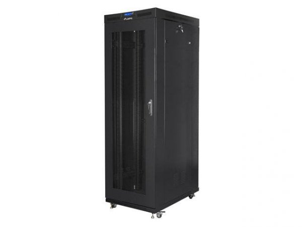 Szafa instalacyjna Rack stojąca 19&quot; 27U 800x1200 Drzwi Perforowane czarna Lanberg (flat pack) LCD