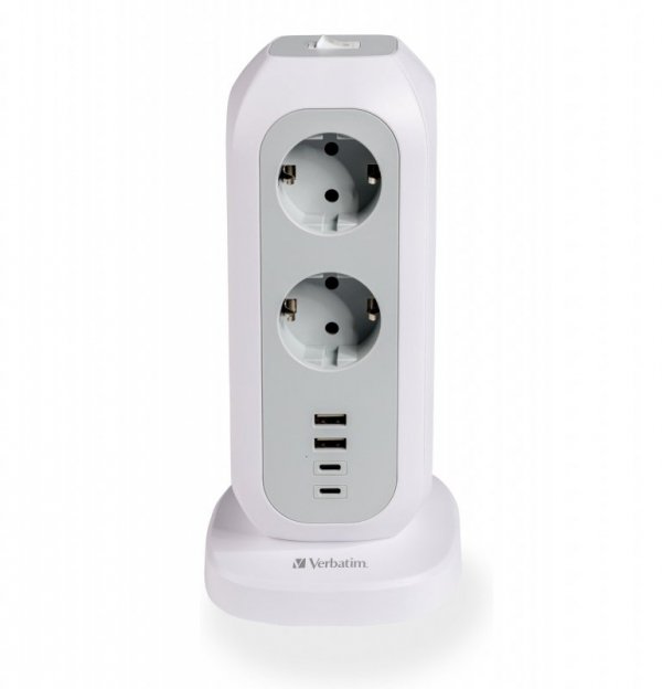 Listwa zasilająca Verbatim EUPT-01 EU Power Tower 11xAC 2xUSB 2xUSB-C