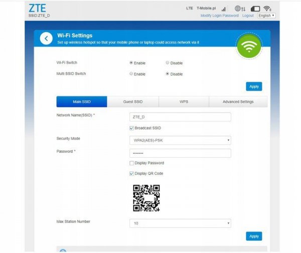 Modem  ZTE LTE MF79U (kolo biały)