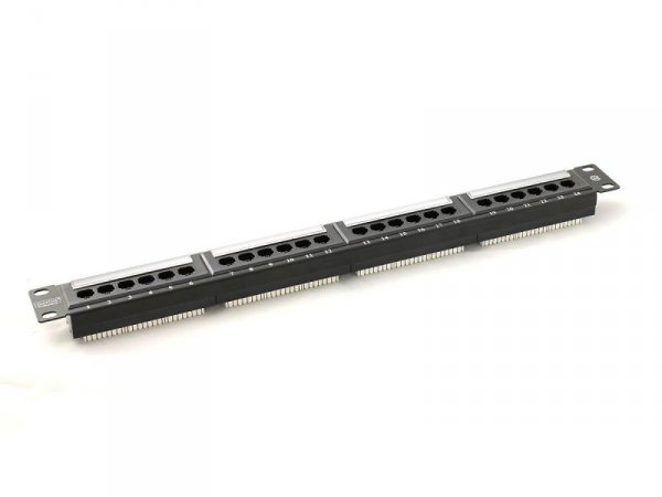 Digitus Patch panel 19&quot; 24 porty, kat.5e, U/UTP, 1U, czarny (kompletny)