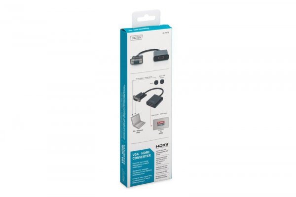 Digitus Konwerter/adapter audio-video VGA do HDMI, 1080p FHD, z audio 3.5mm MiniJack