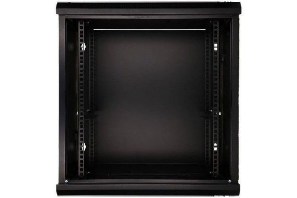 Extralink Szafka wisząca rack 12U 600x600 czarna szklane drzwi