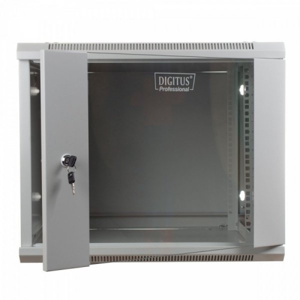Digitus Szafa wisząca jednosekcyjna 19&quot; 9U 501/600/450mm, drzwi szklane, szara (RAL 7035)