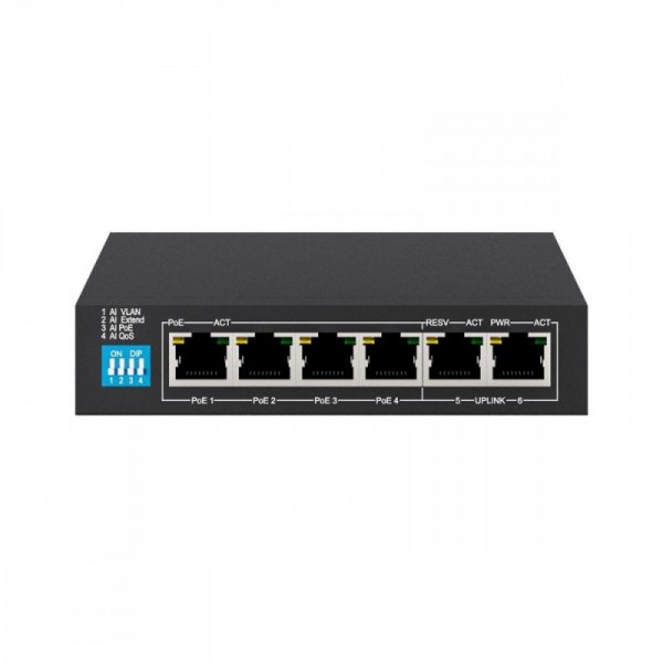 Extralink Przełącznik EUROS V2 6 portów POE SWITCH 4 porty 10-100MBPS POE + 2 porty UPLINK 802.3AF 60W
