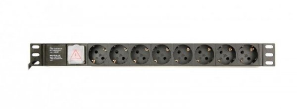 Gembird Listwa zasilająca rack (PDU), 8 gniazd typ Schuko, 1U, 16A, wtyk Schuko 3m