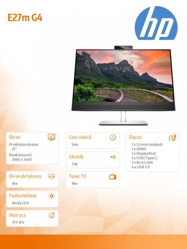 HP Inc. Monitor konferencyjny E27m G4 USB-C  QHD   40Z29AA