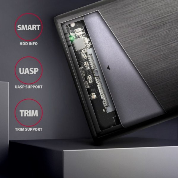 AXAGON EE25-A6C Bezśrubowa aluminiowa obudowa zewnętrzna USB-C 3.2 Gen 1 - SATA 6G dla 2.5&quot; SSD/HDD
