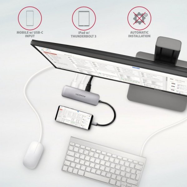 AXAGON HMC-5 Wieloportowy hub USB 5in1, 5Gbps, 2x USB-A, HDMI 4K/30Hz, SD/microSD, PD 100W, 20cm USB-C kabel