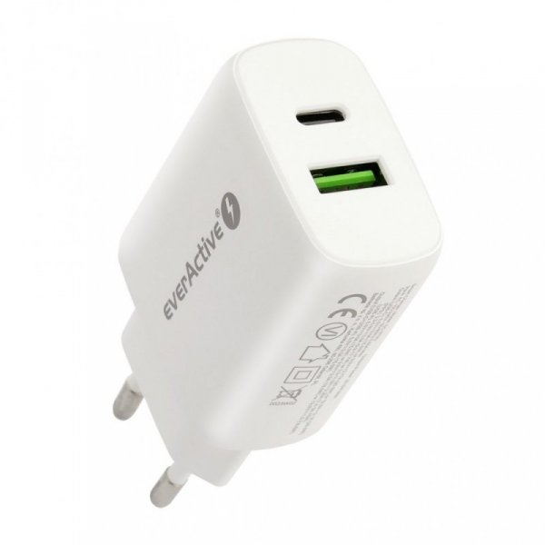 everActive Ładowarka USB/USB-C QC3.0 25W Biała
