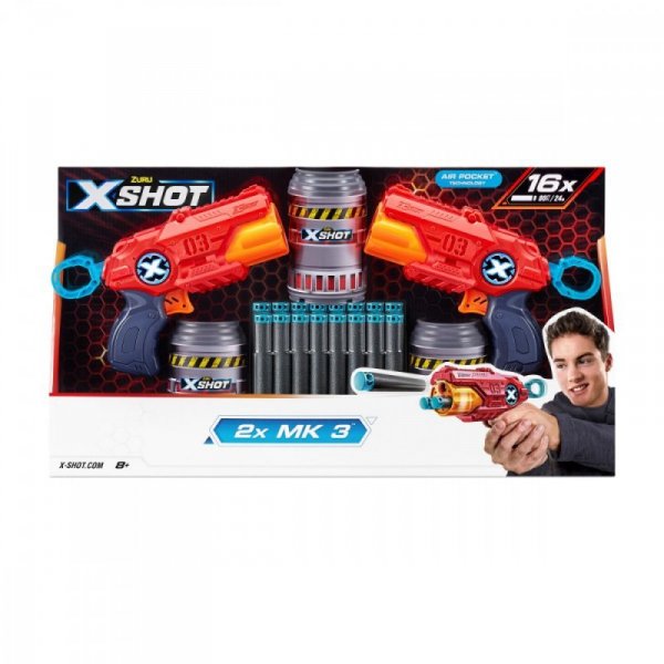 ZURU X-Shot Wyrzutnia Excel MK 3 Pakiet podwójny, 2 strzelcy, 3 cele treningowe