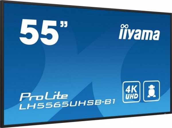 IIYAMA Monitor 55 cali LH5565UHSB-B1, 24/7, IPS, ANDROID 11, 4K, 800cd, iiSignage2, SDM, 2x HDMI, DP, 2x USB,2x 10W, RJ45, WiFi,