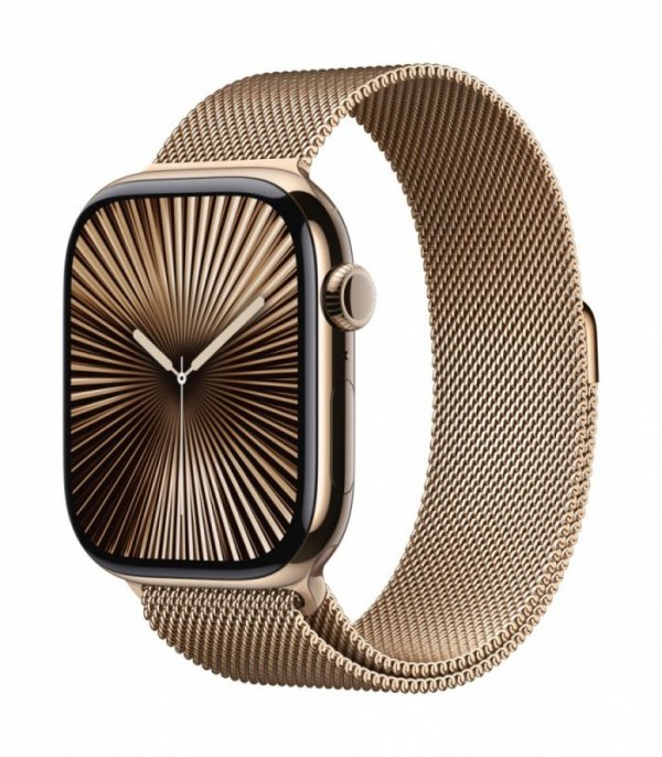 Apple Watch Series 10 GPS + Cellular, koperta 46 mm z tytanu w kolorze złotym z bransoletą mediolańską w kolorze złotym - rozmia