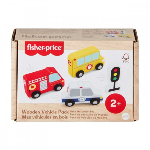 Fisher Price Samochody drewniane zestaw