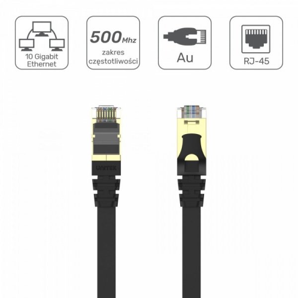 Unitek Patchcord CAT.7 SSTP 10M (8P8C) RJ45; płaski; C1897BK-10M