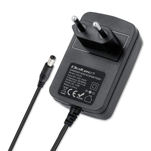 Qoltec Automatyczna ładowarka do akumulatora AGM GEL STD 12V | 1.5A |  Prostownik z sygnalizatorem LED