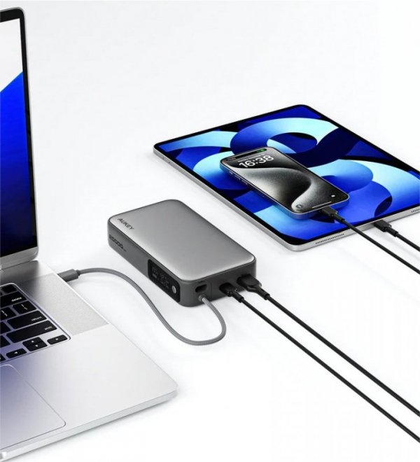 AUKEY PB-Y48 PowerBank | 20000mAh | 130W | 4xUSB | LED | PPS | kabel USB-C