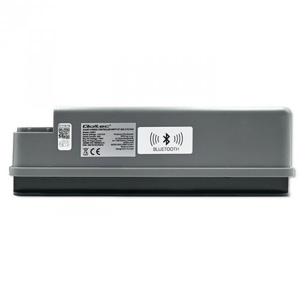 Qoltec Solarny regulator ładowania MPPT z czujnikiem temperatury 30A |  12V/24V | LCD | 2xUSB | Bluetooth | APP | GEL | LiFePO4
