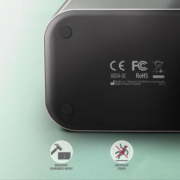 Stacja dokująca Axagon ADSA-DC USB-C 3.2 Gen1 do 2x SATA 6Gbps 2,5&quot; SSD/HDD z funkcją klonowania
