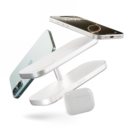 ZENS Quattro Wireless Charger Pro 4 - ładowarka bezprzewodowa Qi2 do czterech urządzeń (4x15W) kompatybilna z MagSafe (white)