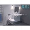 Handlauf für barrierefreies Bad 180 cm weiß ⌀ 32 mm mit Abdeckrosetten