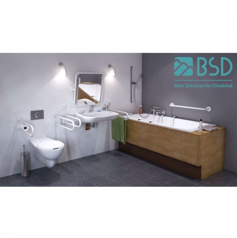 WC Stützgriff für barrierefreies Bad rechts montierbar weiß 80 cm ⌀ 32 mm