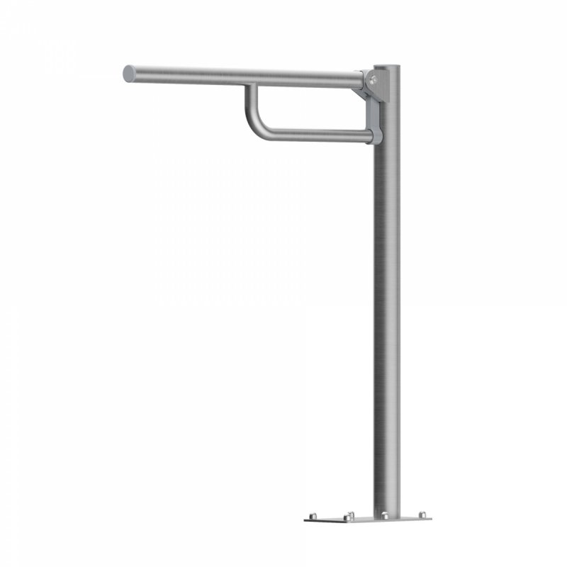 WC Klappgriff freistehend für barrierefreies Bad 80 cm aus rostfreiem Edelstahl ⌀ 25 mm