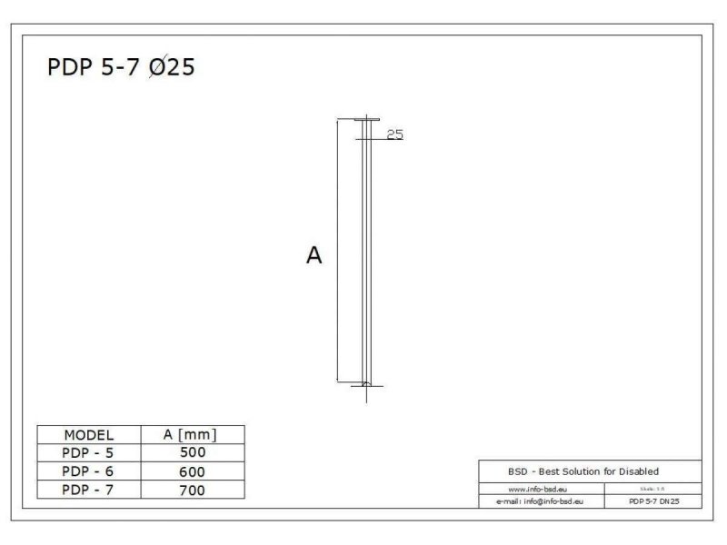 Deckenbefestigung für Duschvorhangstange aus Edelstahl 70 cm