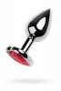 Silver anal plug with pink gem heart-shaped