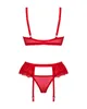 Obsessive - Delikatny Koronkowy Czerwony Komplecik Chilisa M/L