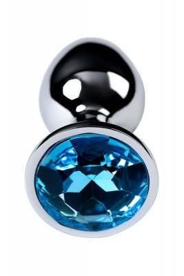 Silver anal plug TOYFA Metal,with a Topaz color gem