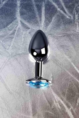 Silver anal plug TOYFA Metal,with a Topaz color gem