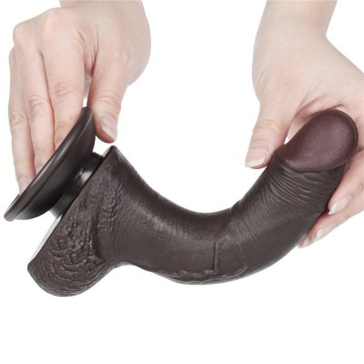 DILDO 7.5&#039;&#039; SLIDING SKIN DUAL LAYER DONG CZARNE