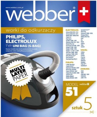 Worki Webber Electrolux Philips UNI BAG (51 multi layer paper) 02WWUNIBAG