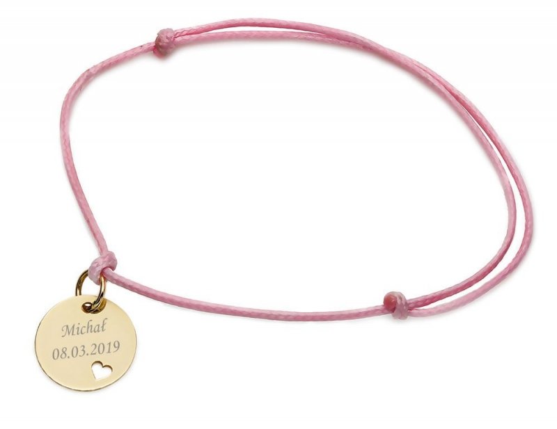 Złota zawieszka / bransoletka kółko z serduszkiem 14k / 585 GRAWER + etui GRATIS