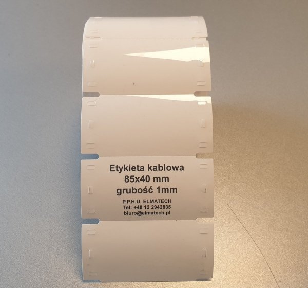 Etykieta kablowa biała eti-K1/85x40 1mm do opisu kabli ziemnych 150szt